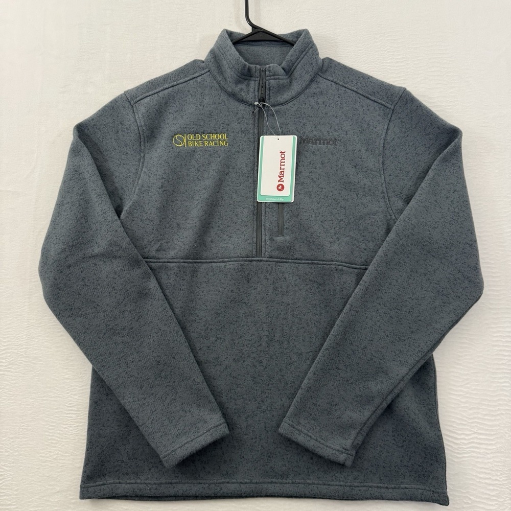 Marmot Sweater‎ Men 2XL Gray Drop Line 1/2-Zip Jacket Old school Bike Racing